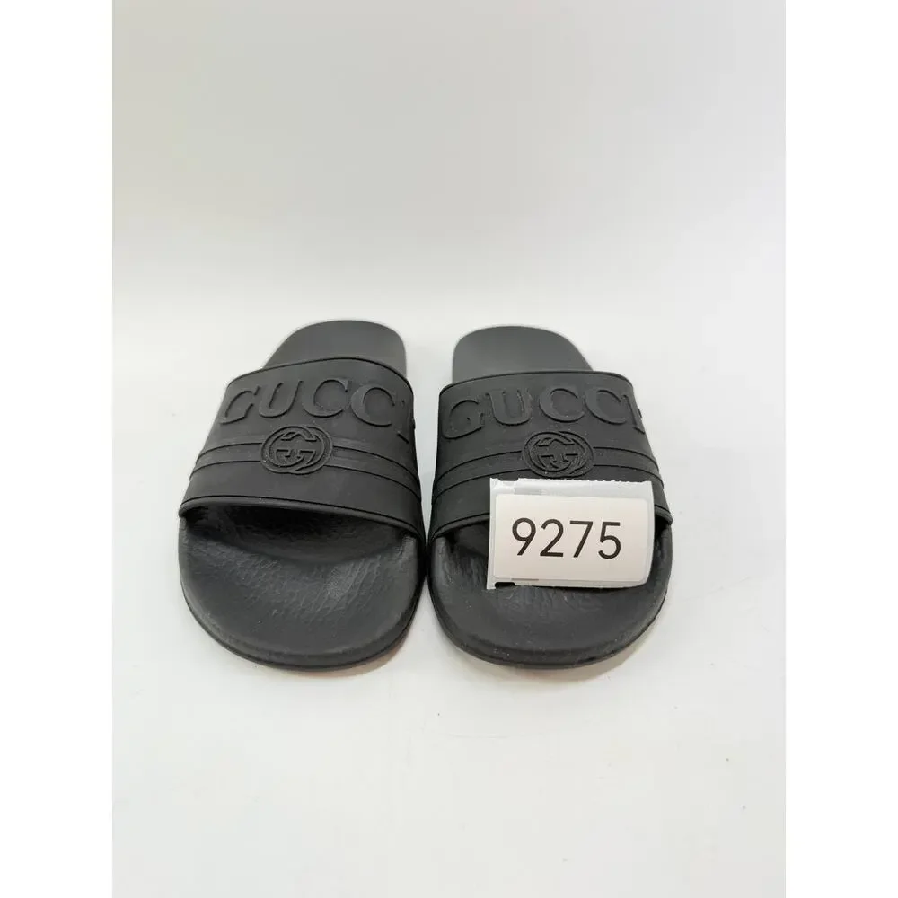 Gucci Logo Rubber Slide Sandals Black Men's EU 40 US 7 Pre-Owned
